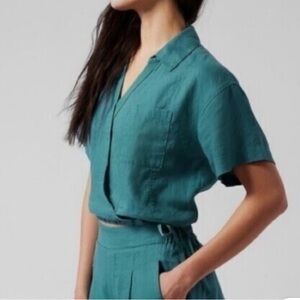 Athleta Linen Wrap Top